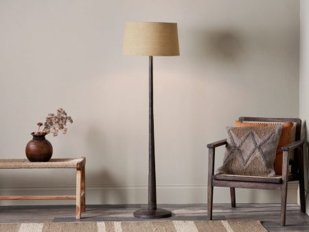 Nkuku Sahar Mango Wood Floor Lamp Dark Stain on Sale