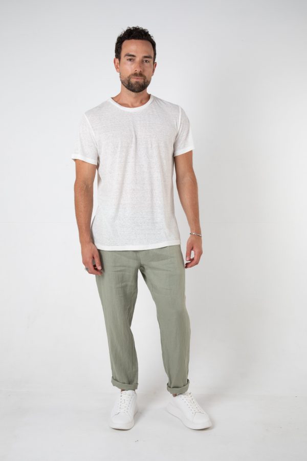 RAVELLO LINEN PANT - SAGE Cheap