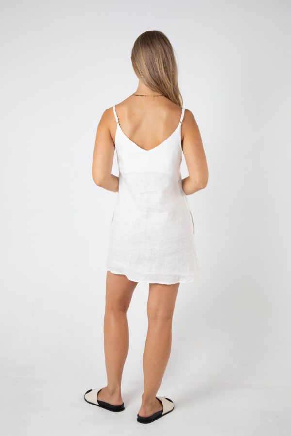 REMI LINEN DRESS - WHITE Online now