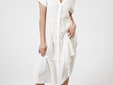 MARLOW LINEN DRESS -WHITE For Cheap