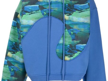 Abstract-Print Long-Sleeved Hoodie Supply